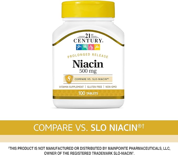 21st Century Niacin 500 mg Prolonged Release Tablets, 100 Count (27474)