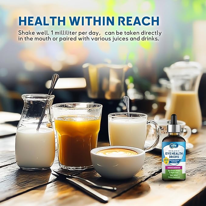 IHW 60ml Eyebright Herb Drops for Eye Health, Eye Fatigue & Dry Eye Support Herbal Supplements W/Euphrasia officinalis Bilberry Goji Leaves Blueberry Extract, Organic Eye Drops for Sight Care