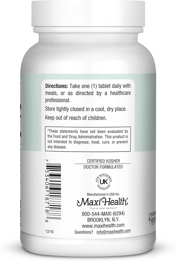 Maxi Health Vitamin D3 1000 IU Dietary Supplement - Easy to Swallow - Odorless & Tasteless - Supports Calcium Absorption, Immune Health and Bone Health in Adult Women & Men - 180 Tablets