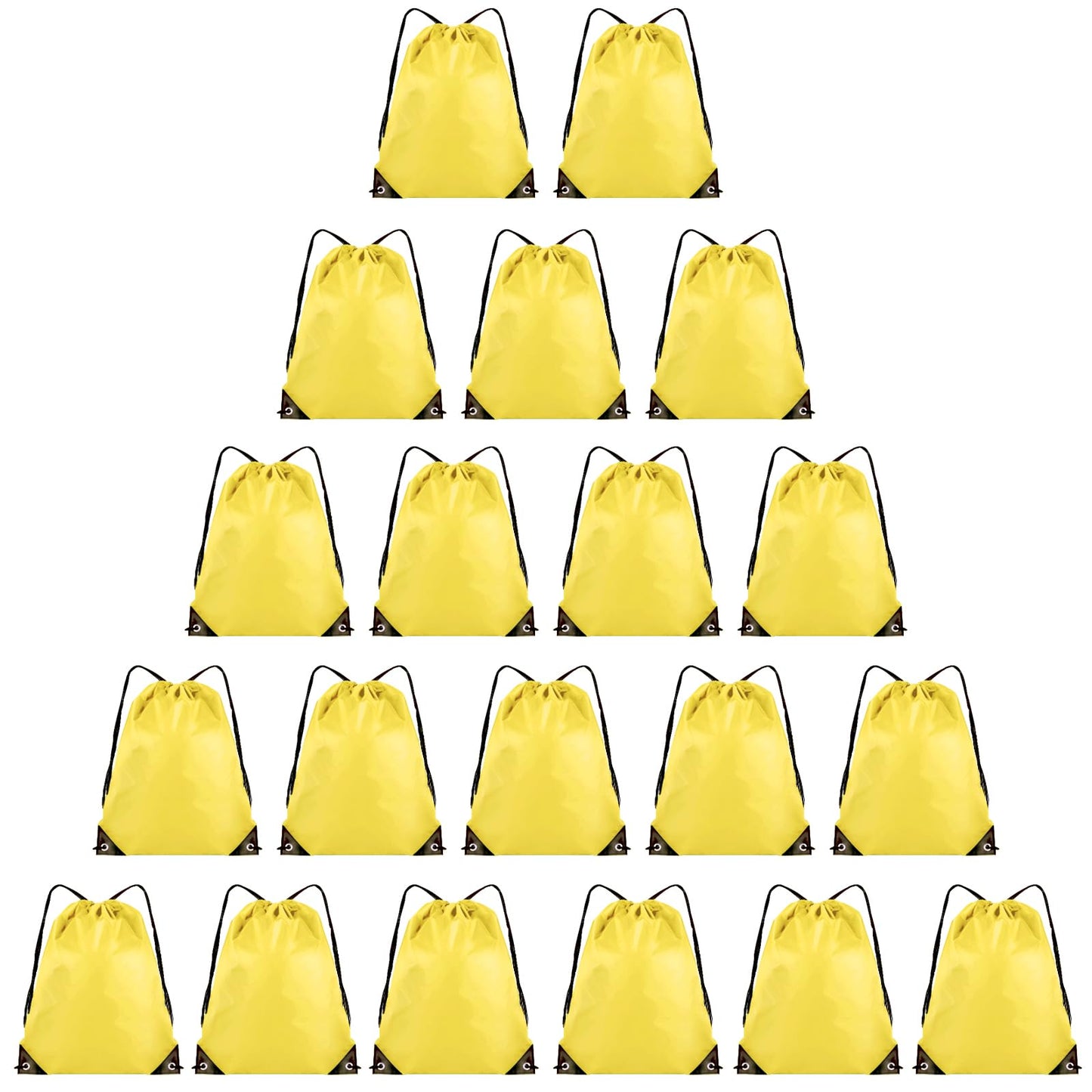 Grneric 20 Pieces Drawstring Backpack Bulk Cinch Sackpack Ployster Drawstring Bags for Gym Party Trip(Yellow)