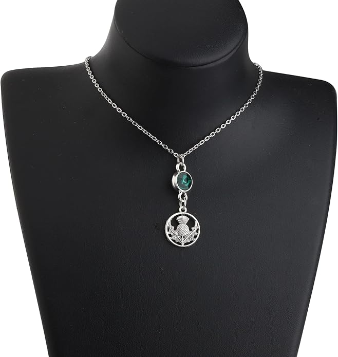 WSNANG Scottish Thistle Necklace Scottish Gifts for Women Thistle Pendant Necklace Scottish Blessing Jewelry