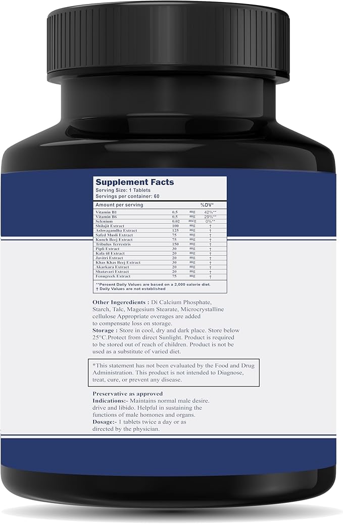 Strenthman Tablet | 100% Vegetarian Formulation | 100% Natural | No Side Effect (60, Tablets, Pack-1)