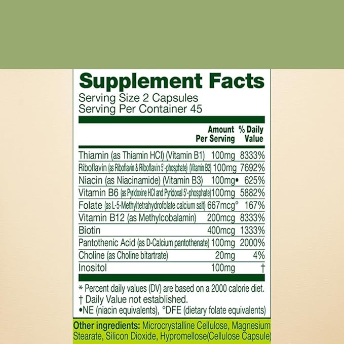 Advanced Active Vitamin B-Complex - Highly Bioavailable for Energy, Brain & Metabolism Support- Vegetarian, 3rd Party Lab Tested (90 Capsules - 45 Day Supply)