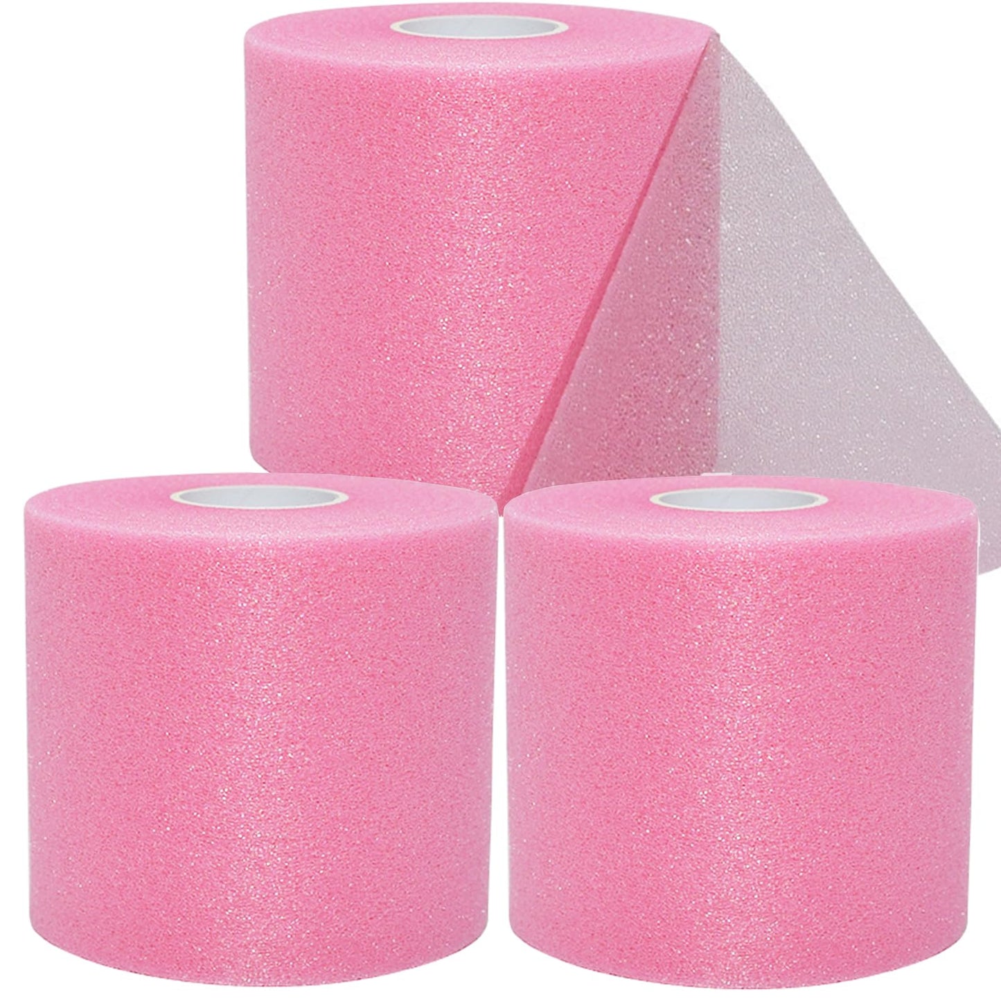 ADMITRY Pre Wrap Tape Athletic,3 Rolls Pink Prewrap Headbands for Hair,Foam Underwrap Sports Wrap