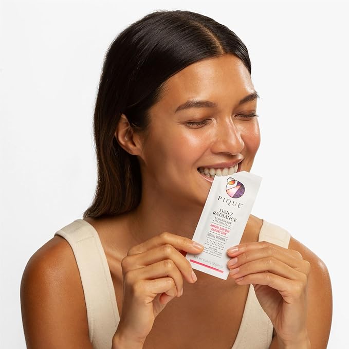 PIQUE Daily Radiance Liposomal Vitamin C for Immune Support - 1,000 mg Vitamin C & 1,900 mg Elderberry per Packet, Powerful Antioxidants for Healthy Collagen Production - 28 Packets (10mL Each)