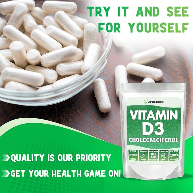 XPRS Nutra Vitamin D3 Powder (Cholecalciferol) - Unflavored VIT D for Bones and Immunity - Vitamin D3 Powder for Muscle Function - Vitamin D Supplements (8 Ounce)