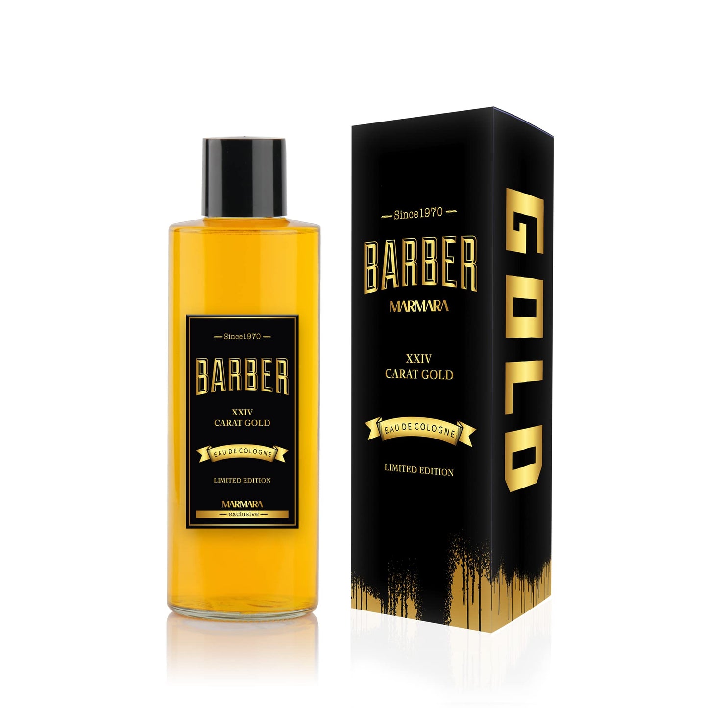 Marmara Barber Cologne - Best Choice of Modern Barbers and Traditional Shaving Fans (Black-Gold Limited Edition, 500ml x 1 Bottl