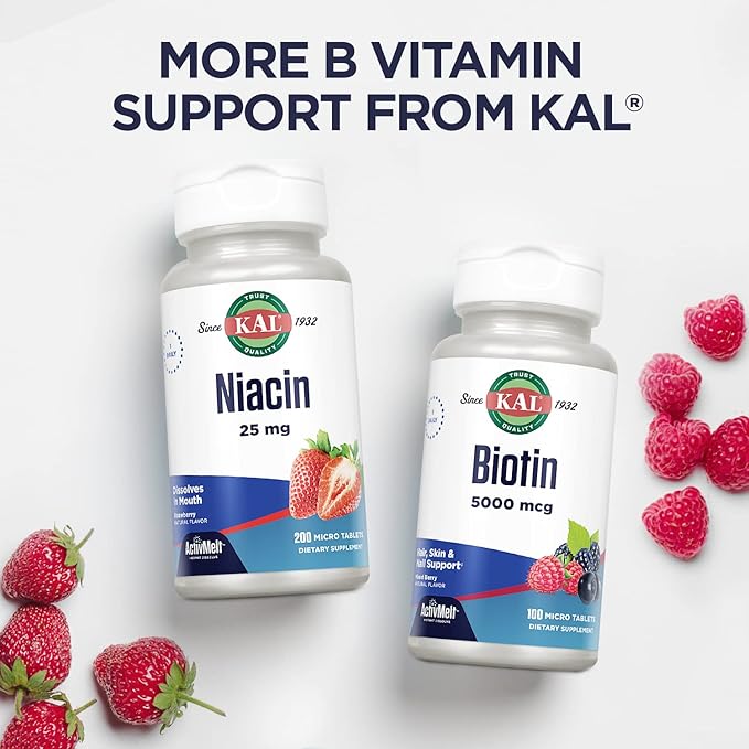 KAL Ultra B12 Methylcobalamin 10,000mcg, High Potency Vitamin B-12 for Healthy Energy, Metabolism, Nerve, Red Blood Cell Support,* Natural Raspberry Flavor, Vegetarian, 30 Micro Tablets, 30 Servings