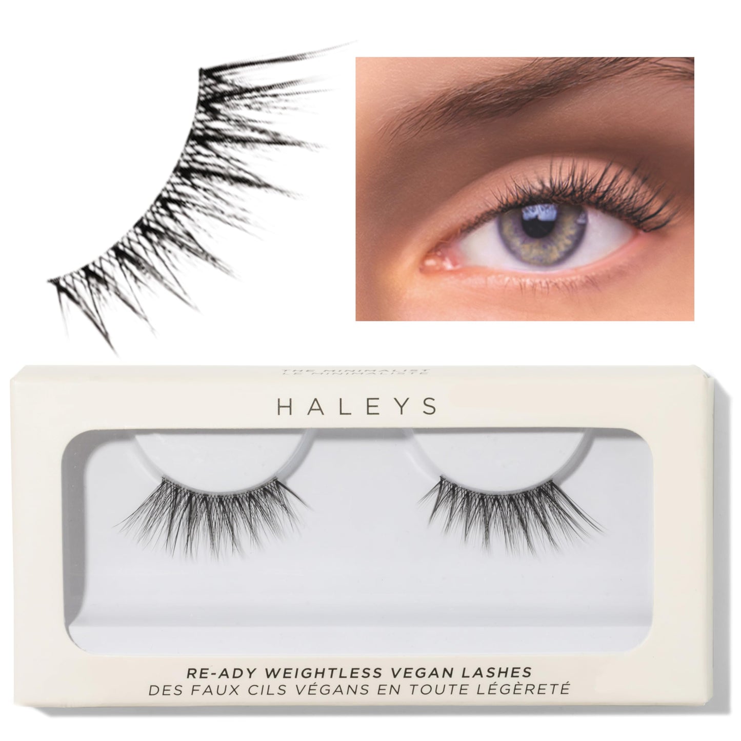 HALEYS Re-ady Weightless Vegan Lashes (Minimalist), Lightweight & Comfortable All-Day Wear, Made with Synthetic Fiber, Reusable Strips, Easy to Apply, Cruelty-Free