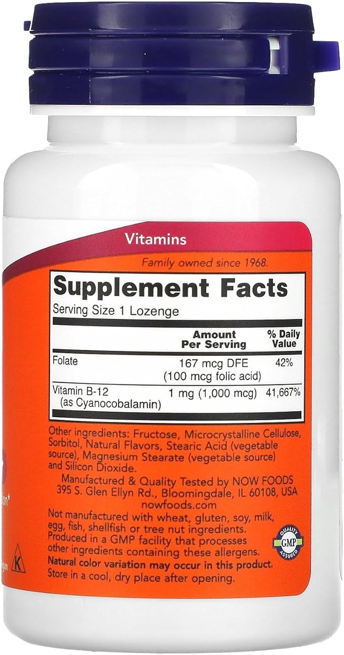 Now Foods B-12, 1,000 mcg, 100 Lozenges