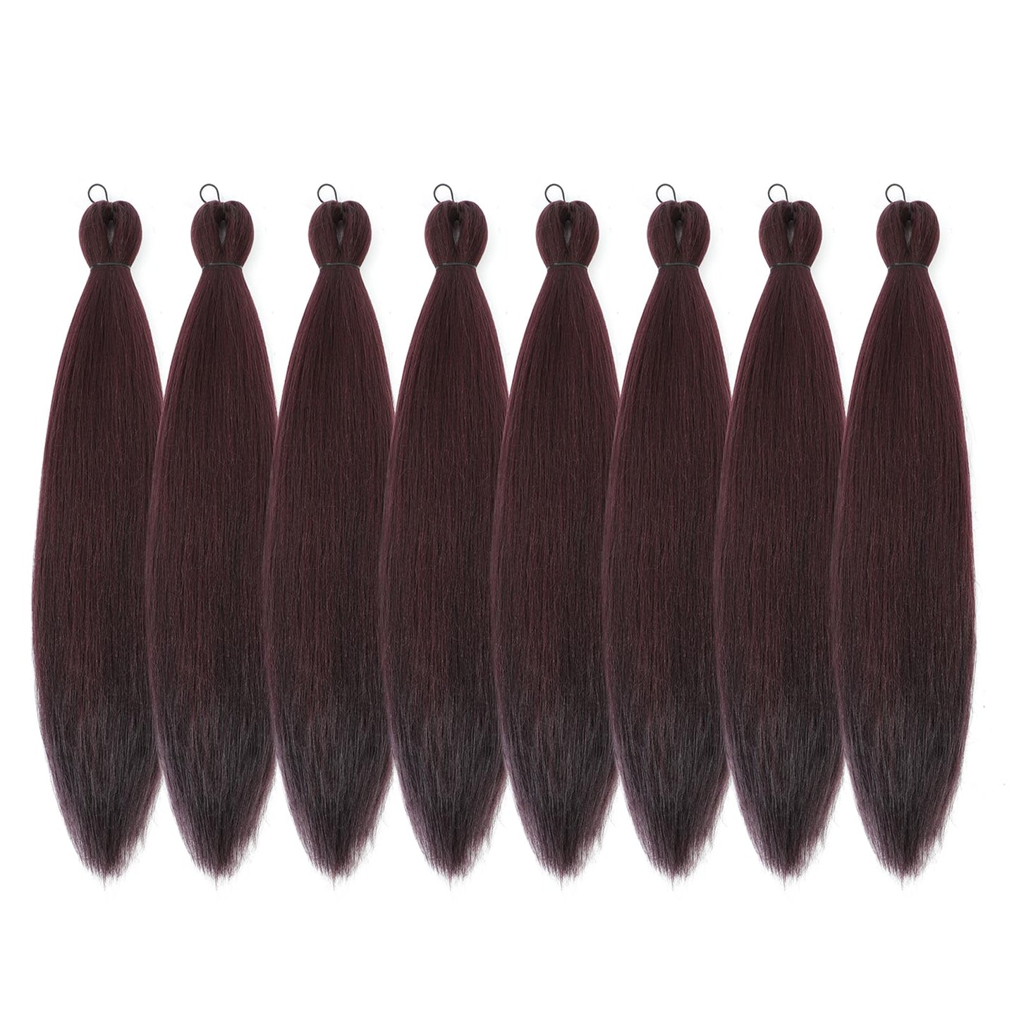 DIFUNEE Pre-stretched Braiding Hair - 24 Inch 8 Packs Burgundy/Wine Red Long Braiding Hair For Twist or Box Braids, Yaki Texture Hot Water Setting Synthetic Braiding Hair Extensions (24 Inch, 99J-8P)