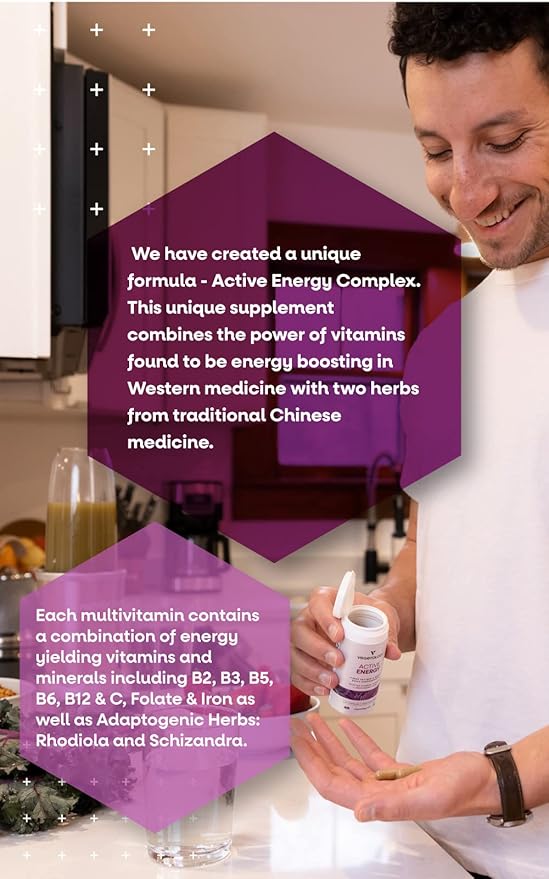 Active Energy Supplements – Fatigue-Fighting C & B Vitamin Supplements – Vitamin Supplement w/Folate, Iron & Adaptogenic Herbs – Caffeine-Free Multivitamin Capsules (60 Counts)