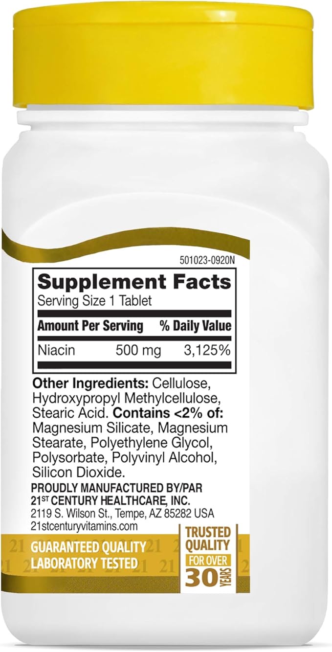 21st Century Niacin 500 mg Prolonged Release Tablets, 100 Count (27474) (Pack of 2)