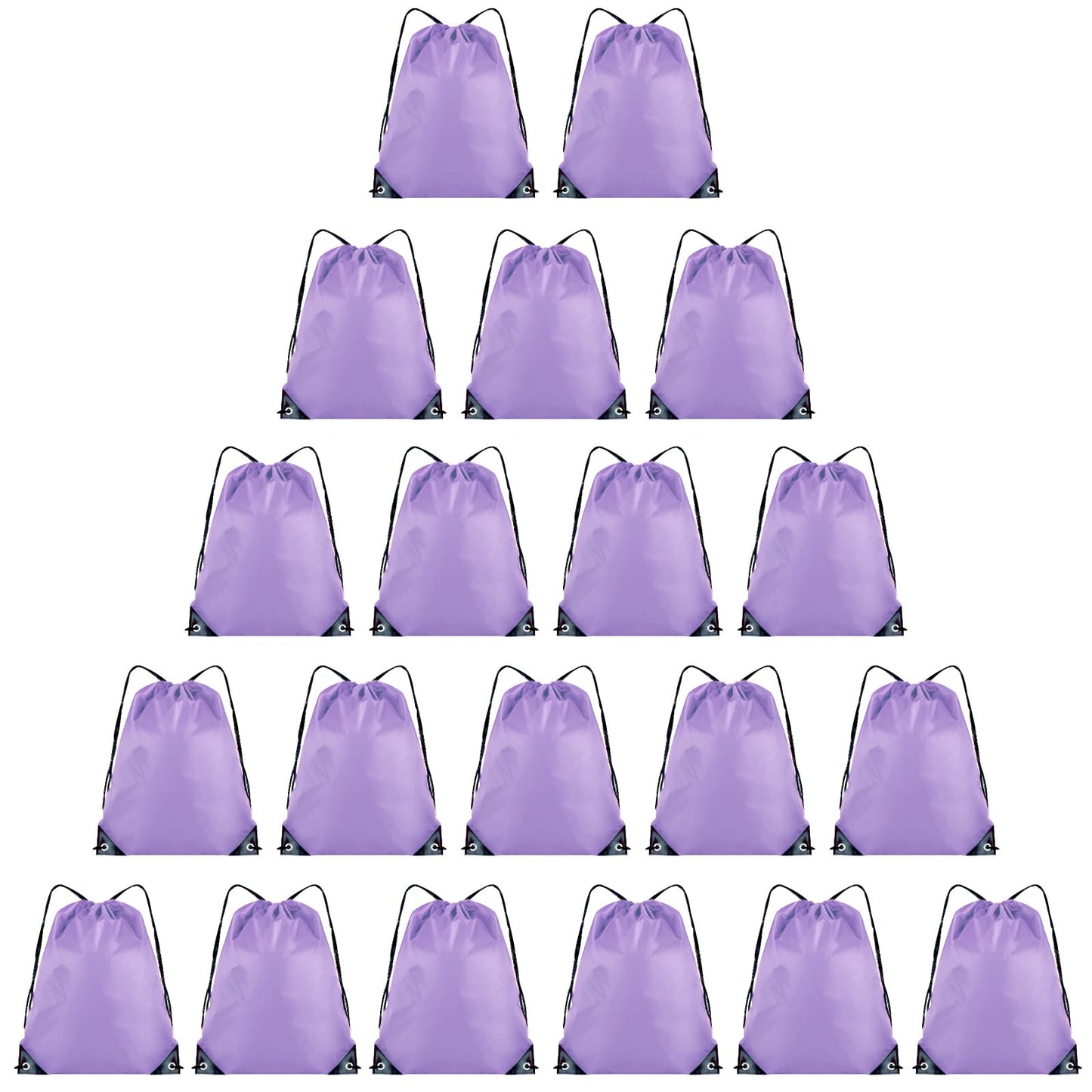 Grneric 20 Pieces Drawstring Backpack Bulk Cinch Sackpack Ployster Drawstring Bags for Gym Party Trip(Lavender)