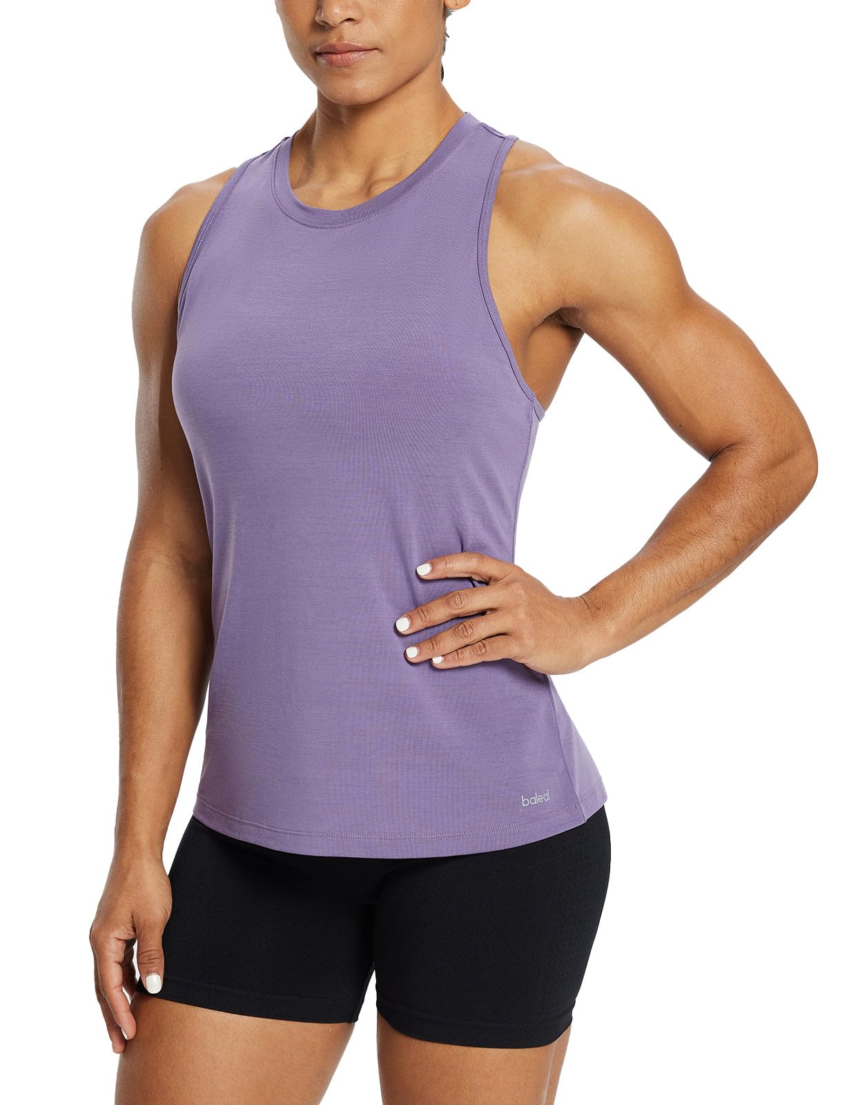 BALEAF Women's Workout Tank Tops Racerback Athletic Running Muscle Tank Gym Tennis Shirts Exercise Fitness Purple XS