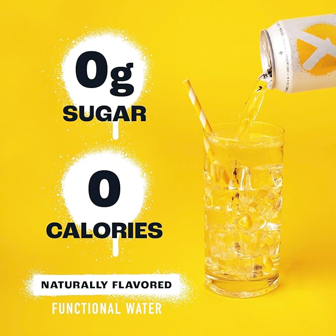 Yesly Functional Water, Lemon, Naturally Flavored Still Water with Electrolytes, Magnesium, Potassium, Vitamin C, B6 & B12, Zero Sugar, No Artificial Sweeteners, Caffeine Free, 16 Fl Oz Cans, 12 Pack