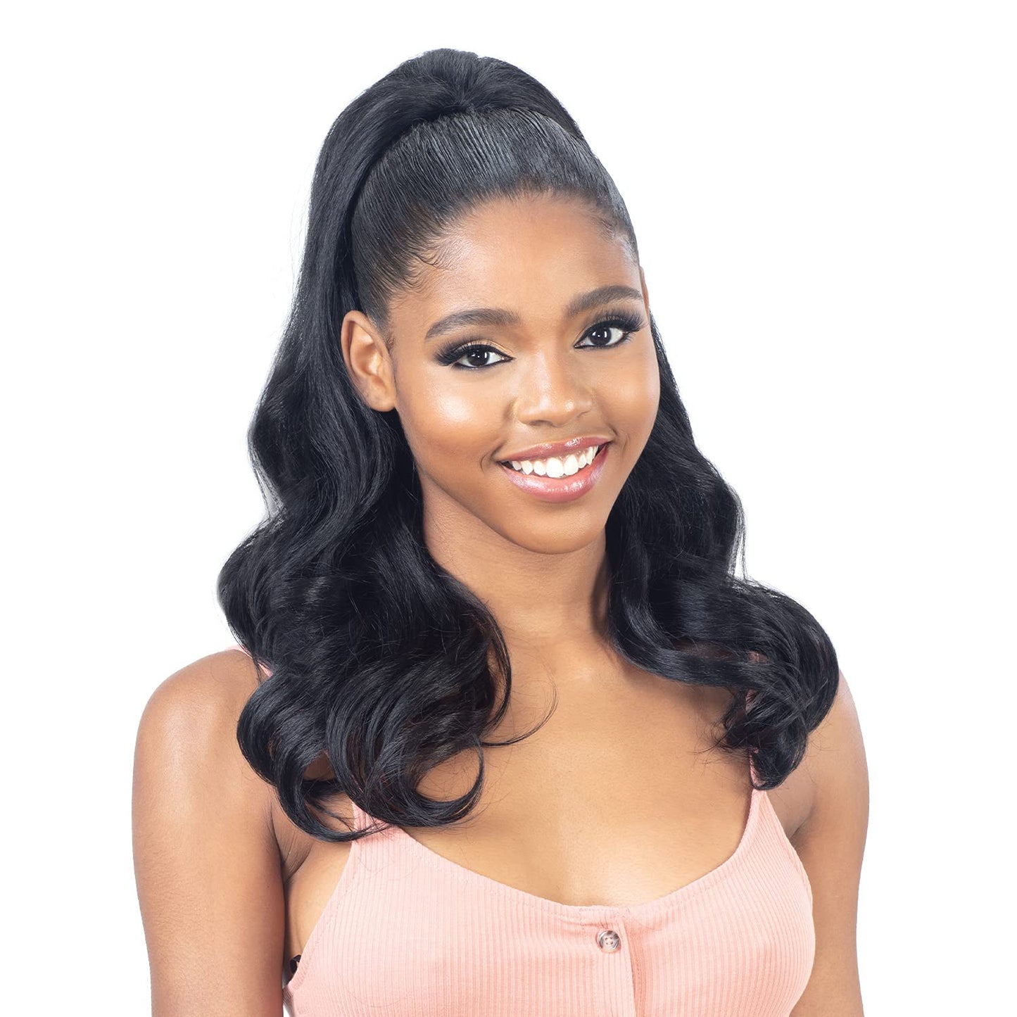 FreeTress Equal Wig Drawstring Ponytail Natural Me Natural Bouncy Curl (1B)