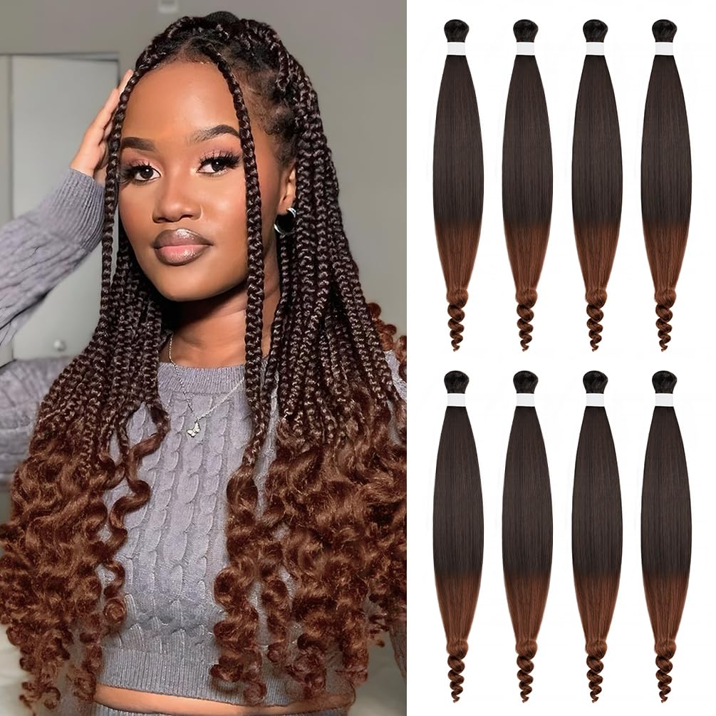 8 Pack Spiral Bump Braiding Hair Pre Stretched - 26" 80G/Pack Premium Pre Stretched Braiding Hair Extensions, Professional Itch Free Hot Water Setting Perm Spiral Bump Texture (1B/350)