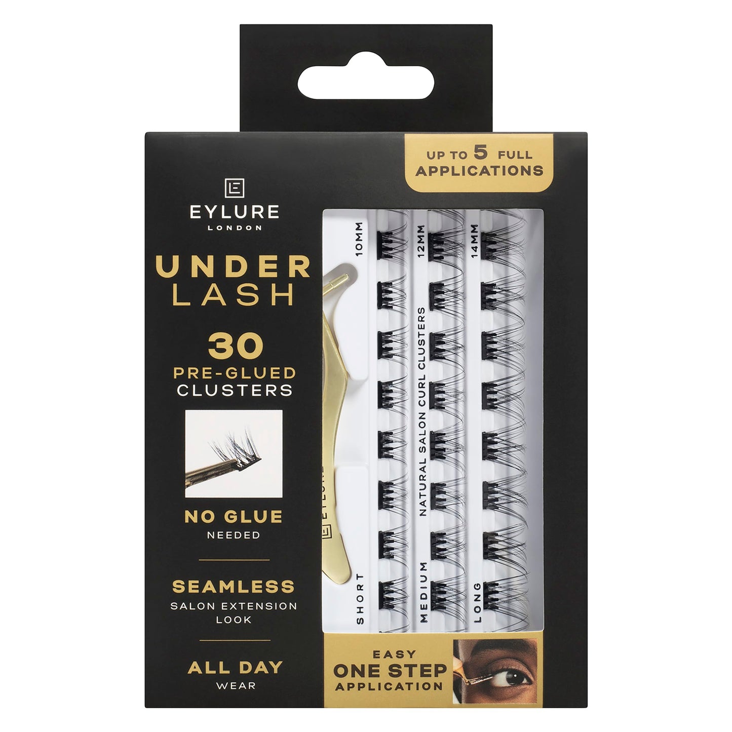 Eylure Underlash Press On Pre-Glued Lash Clusters, 30 Count (Includes Applicator, No Glue Needed, Up to 5 Applications)