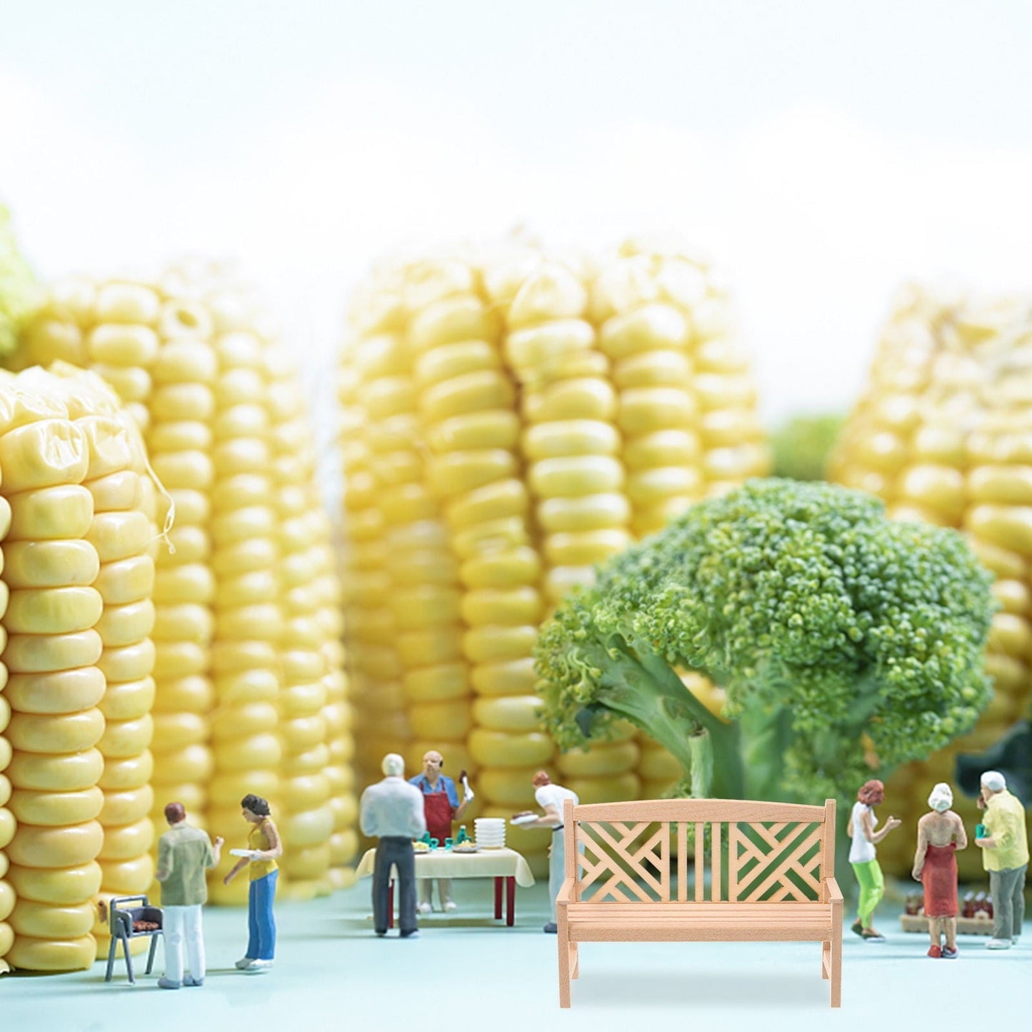 MUSEYA miniature garden accessory Miniature Garden Bench Wood for Collectors Scene Decoration 1Pack