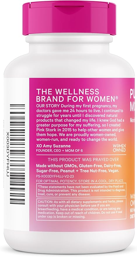 Pink Stork Pumping Moms Lactation Supplement - Support Breast Milk Supply and Flow with Goat's Rue, Milk Thistle and Moringa, Fenugreek-Free, Breastfeeding Essentials for New Moms - 60 Capsules