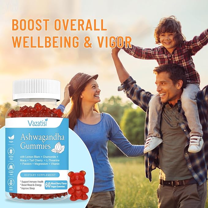 2 Pack Ashwagandha Gummies for Women Men, Sugar Free Organic Ashwagandha Gummies Supplement for Relax Restore Balance, Vegan Gluten Free, 120 Count