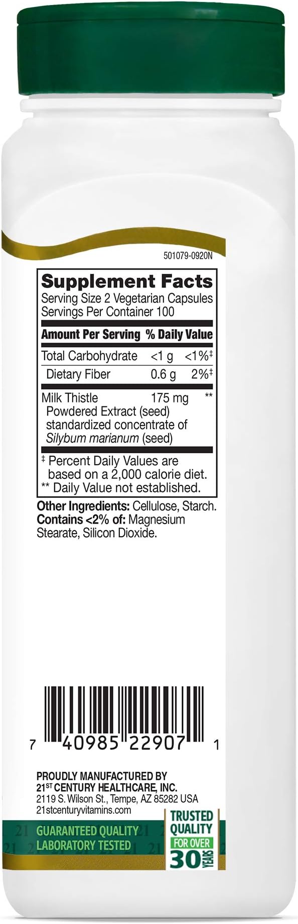 21st Century Milk Thistle Extract Veg Capsules, 200 Count