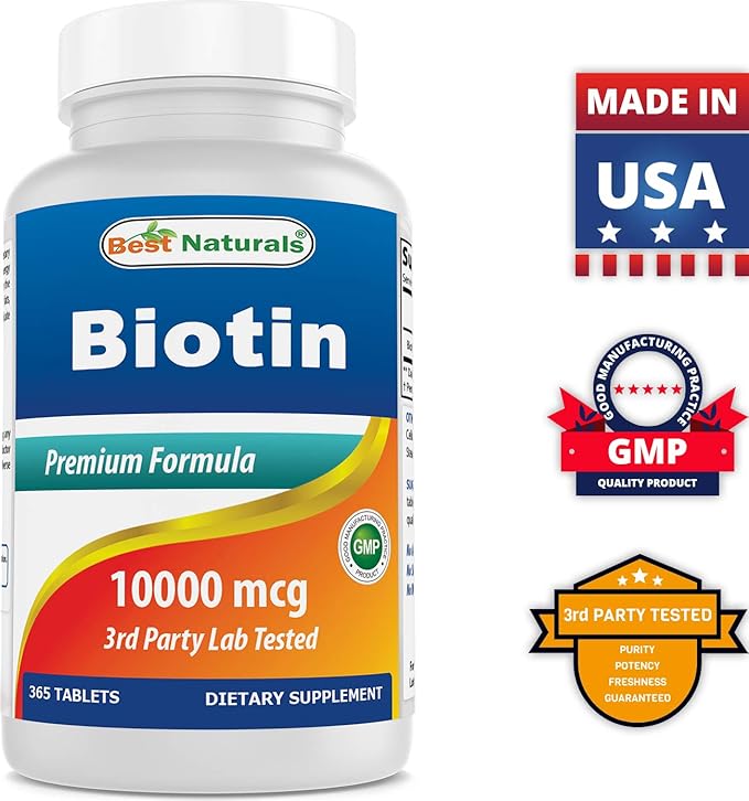 Best Naturals Biotin (Also Called Vitamin B7), 10,000 mcg Tablets (365 Count (Pack of 3))