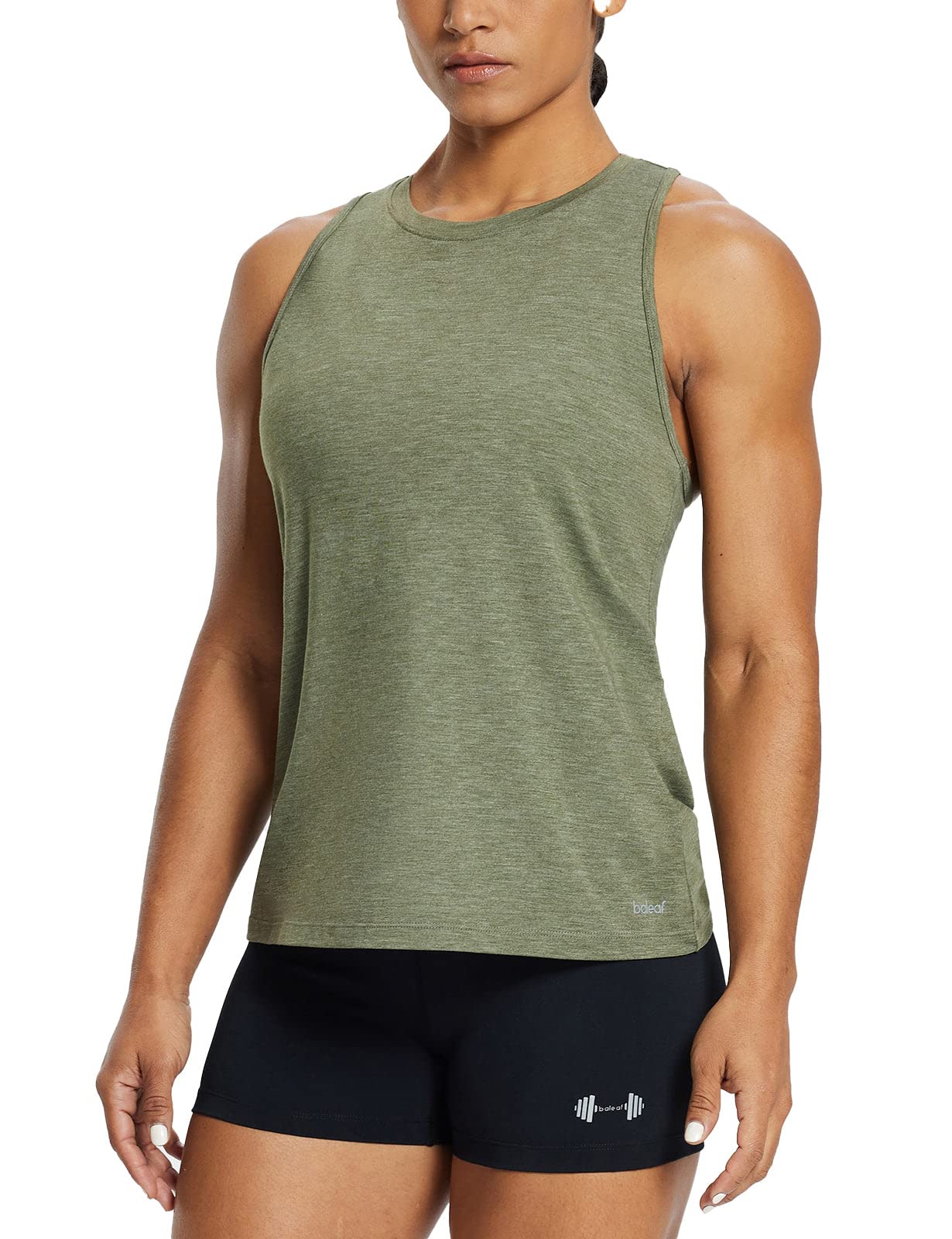 BALEAF Women's Workout Tank Tops Racerback Athletic Running Muscle Tank Gym Tennis Shirts Exercise Fitness Heather Green XS