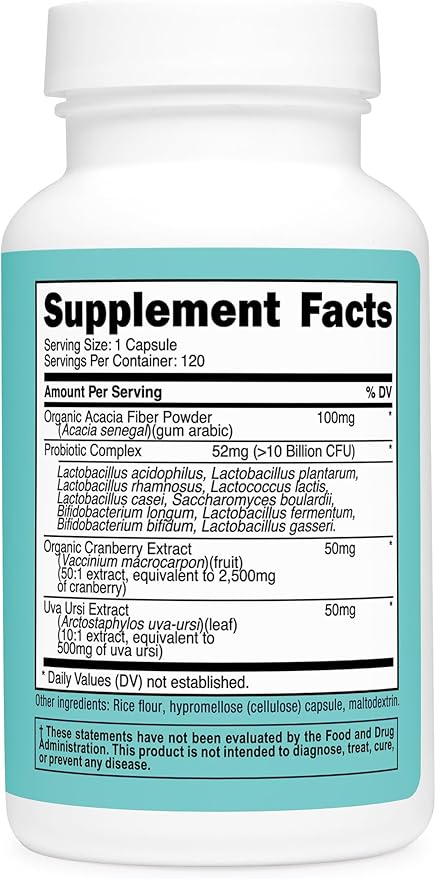 Nutricost Probiotic for Women 10 Billion CFU, 120 Capsules - Complex with Acacia Fiber, Uva Ursi & Cranberry Extract, Non-GMO & Gluten Free