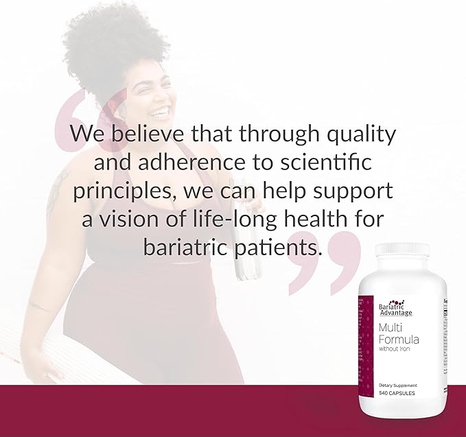 Bariatric Advantage Multi Formula Without Iron, High Potency Daily Multivitamin for Bariatric Surgery Patients with 22 Essential Vitamins and Nutrients - 540 Capsules