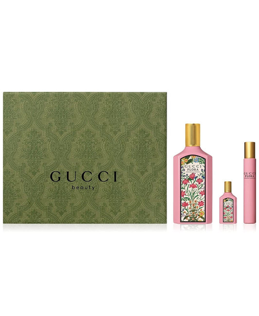 Gucci Flora Gorgeous Gardenia 3 Piece Gift Set Eau De Parfum For Women