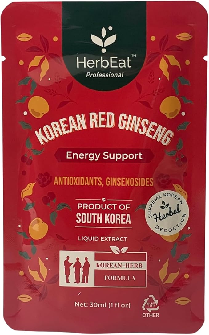 Korean Red Ginseng Prime Extract with 11mg Ginsenosides - Boost Energy, Memory & Immunity, 6-Year-Old Ginseng Drink for Circulation & Skin -30 Pouches (30mL *30)