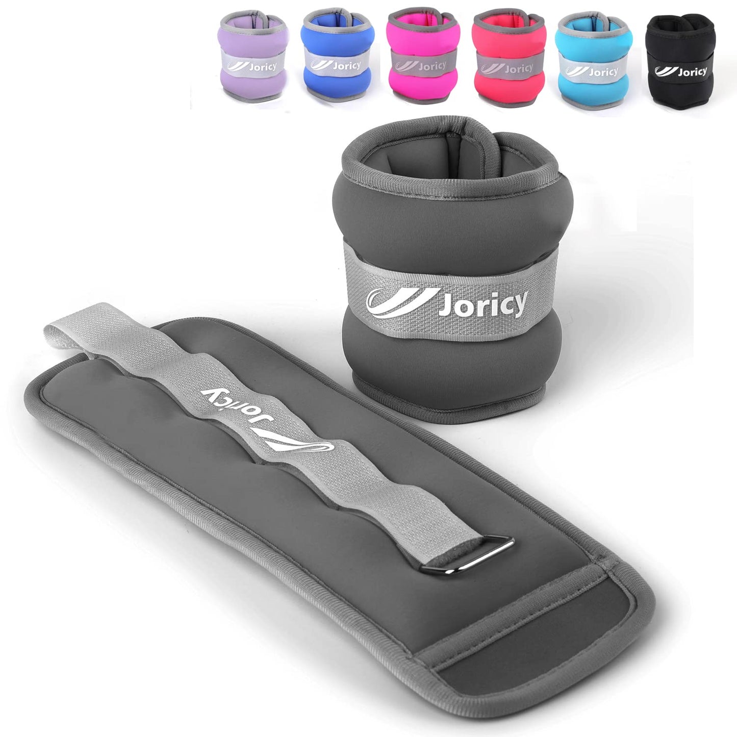 Ankle Weights, Wrist Leg Arm Weights for Women Men with Adjustable Straps, Strength Training Weighted for Running, Walking, Fitness, Gym - 2LB Pair (1 LB Each Weight), Grey1