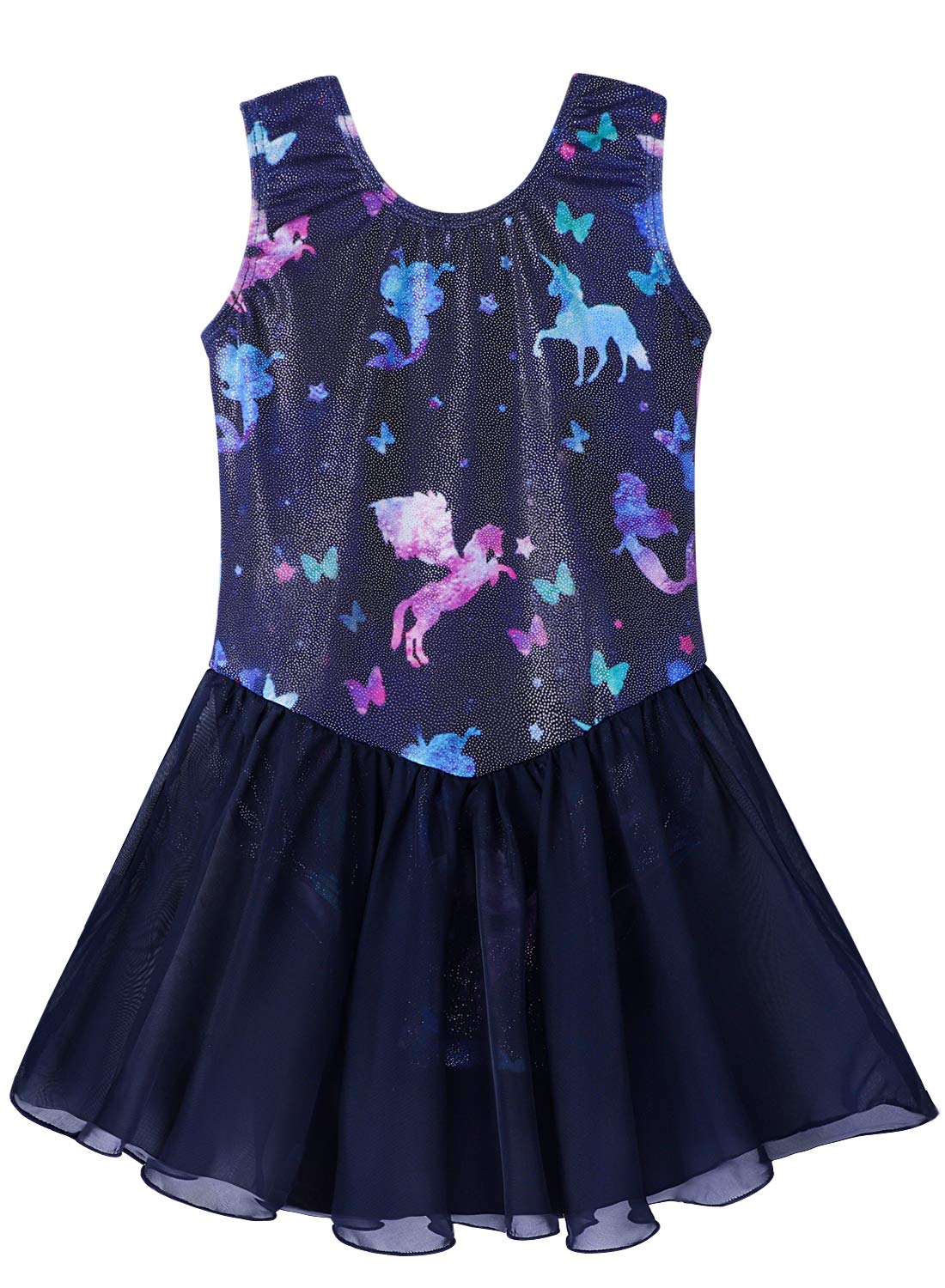 Girls Gymnastics Skirted Leotards 2t 3t Ballet Tutu Dance Dress Mermaid Unicorn Gymnastics Skirt(Baby Girls/Toddler Girls/Big Girls) (Fancy, 100(2-3 years old))
