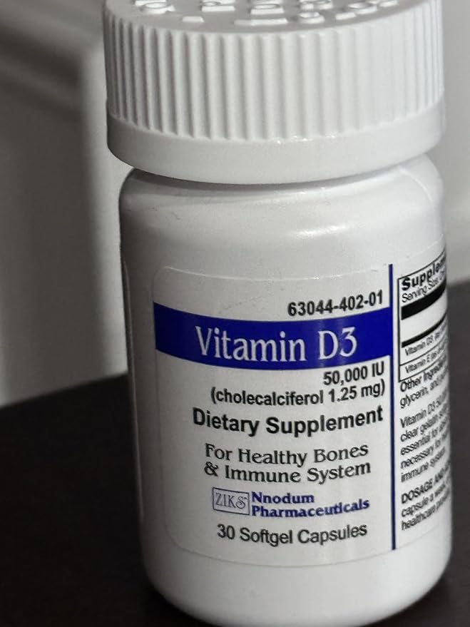 Ziks Vitamin D3 50000 IU 30 Softgels for Healthy Bones and Immune System