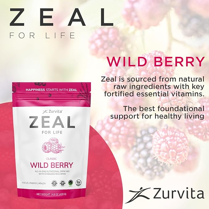 Zurvita - Zeal for Life 30-Day Wellness Bag - Wild Berry (Classic) - Nutritional Supplement for Vitality, Immunity, and Wellness - 420 Grams