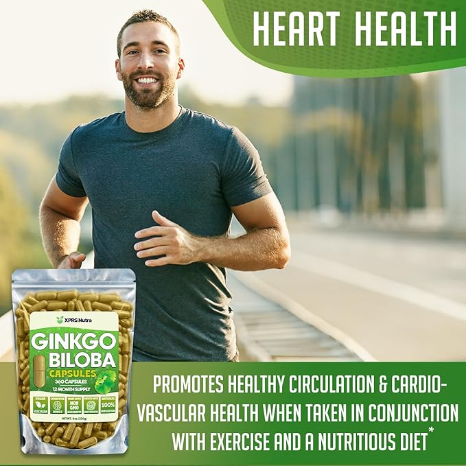 XPRS Nutra Ginkgo Biloba Capsules - Gingko Biloba Encapsulated Supplements for Cognition - Vegan Friendly Ginkoba Biloba - Immunity Boosting Ginkgo Biloba Capsules - 360 Count