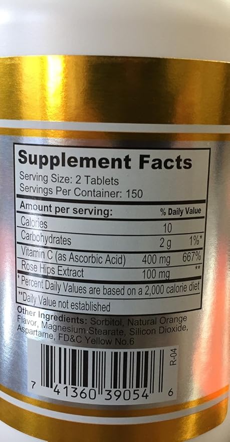 Nu Health Vitamin C Chewable 500mg 300 Tablets