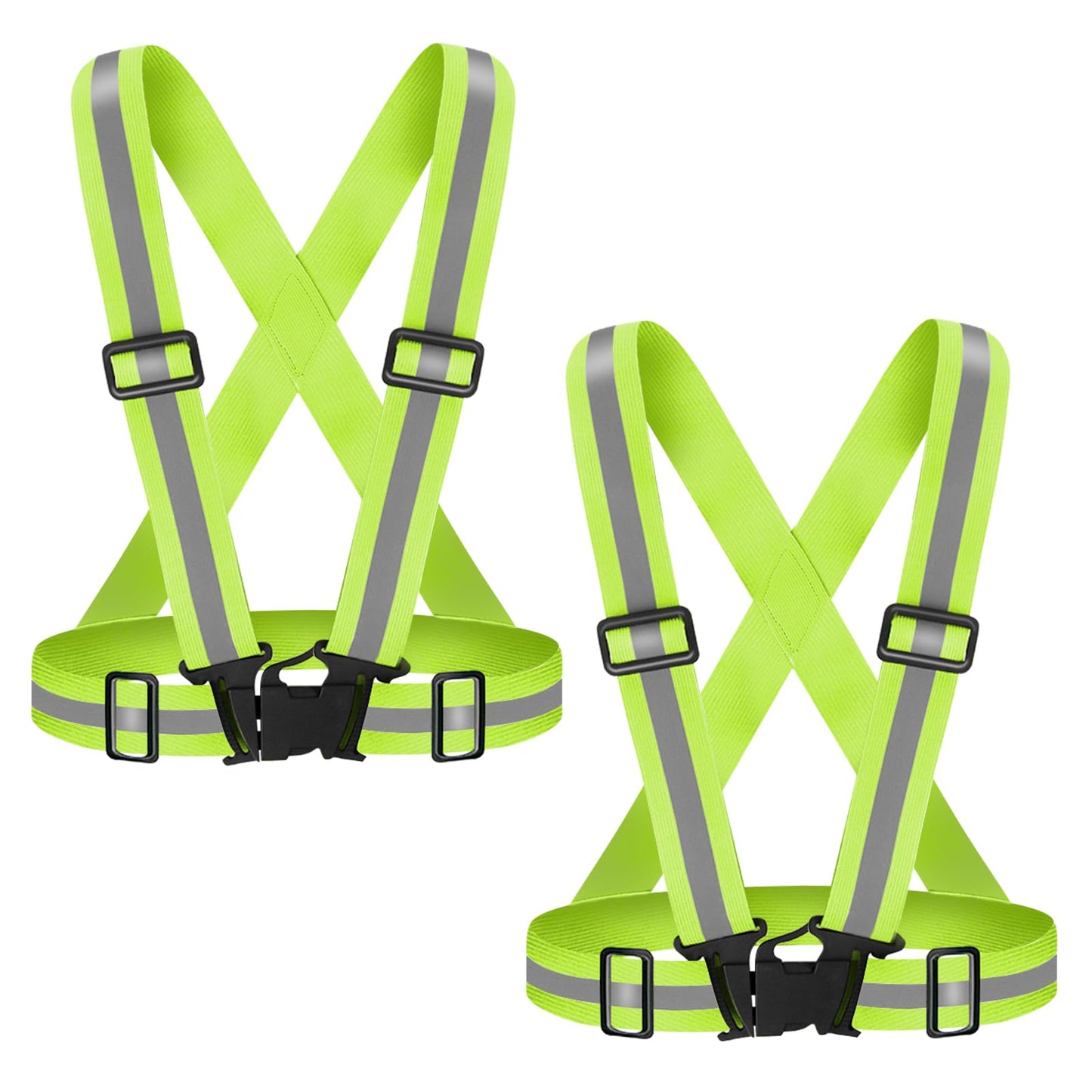 Fepdiu High Visibility Reflective Vest 2Pack Safety Vest Running Reflective Gear Adjustable Reflective Vest for Walking,Jogging,Hiking,Night Cycling