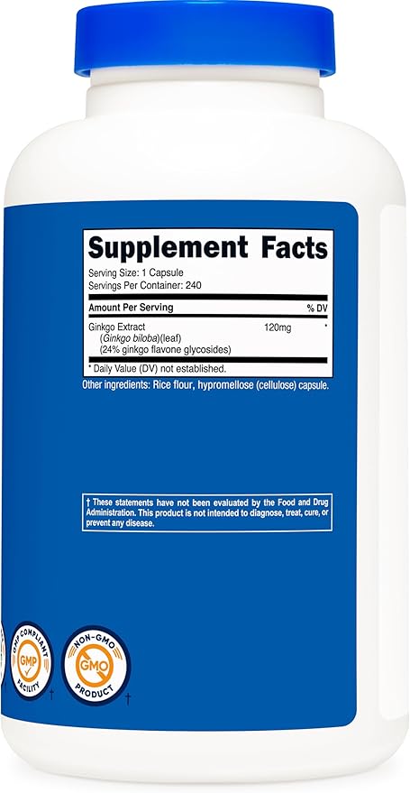 Nutricost Ginkgo Biloba 120mg, 240 Capsules - Extra Strength Ginkgo Biloba Extract - Gluten Free & Non-GMO