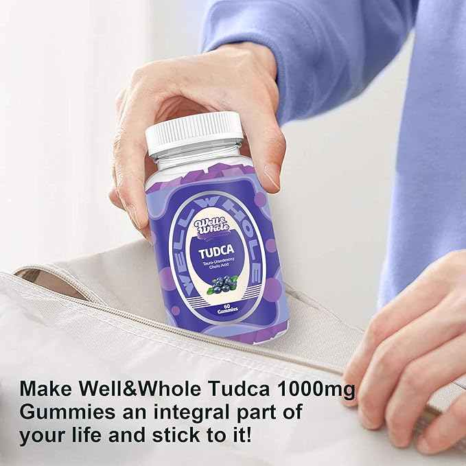 Well&Whole TUDCA 1000mg Gummies with Milk Thistle 500mg - Liver Health Aid for Detox and Cleanse - Tudca Bile Salts Supplement - Vegan, Non GMO, Gluten-Free, 60 Counts