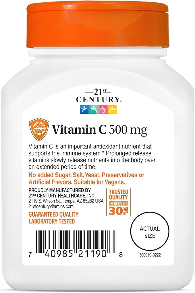 21st Century C 500 mg Prolonged Release Tablets, 110 Count (21190) (Pack of 4)