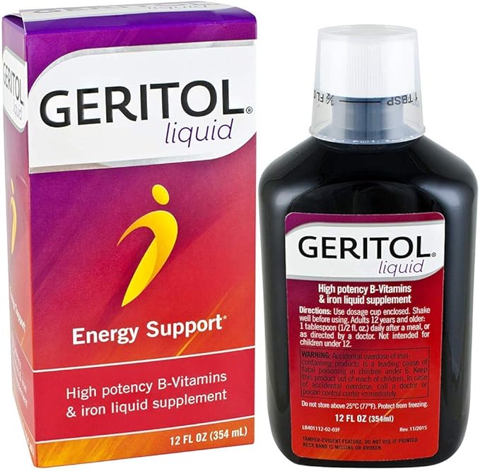 Geritol Liquid Energy Support B-Vitamins 12 oz (Pack of 4)