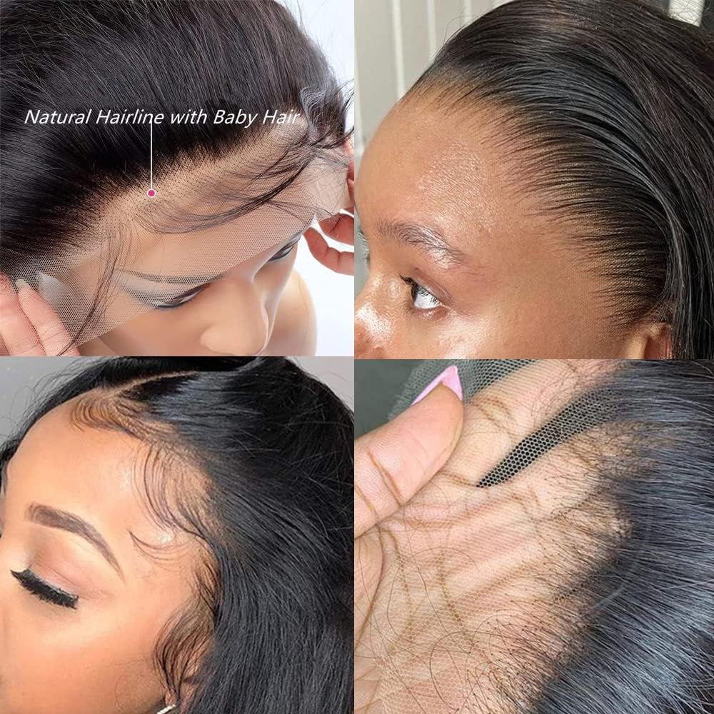 13x4 Frontal Striaght HD Transparent Lace Frontals 12A Brazilian Virgin Human Hair Lace Frontal Closure Natural Black (13 × 4 Lace Frontal, 12 Inch)