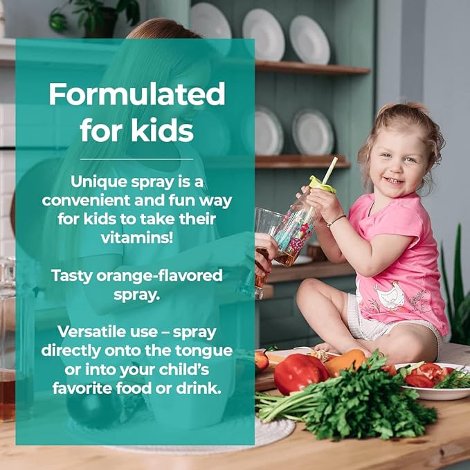 Vegan Life Nutrition - Vitamin D3 Spray for Kids - Orange-Flavored, Gluten-Free, Non-GMO, Supports Bone Health and Immune System - 0.65 Fl Ounce