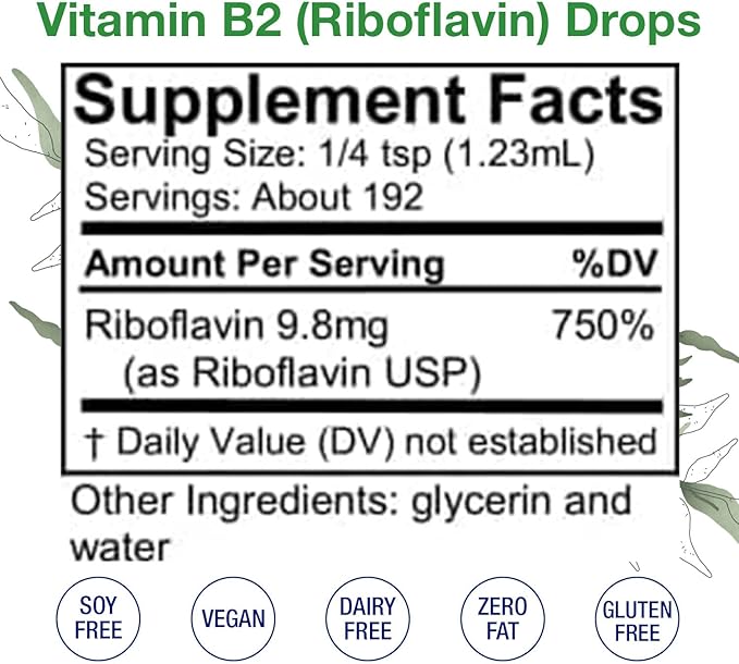 HoneyCombs Vitamin B2 Riboflavin Supplement Liquid Drops - High Potency Vitamin B2 for Men & Women - Maintain Healthy Digestion, Nervous System, Hair, Skin, Nails - Vegan Liquid Vitamins (8 Fl oz)