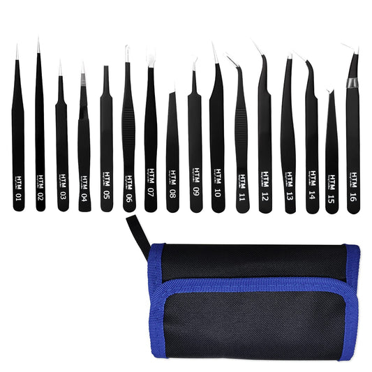16 Pcs Sharp Precision Tweezers Set,Including 16 Types Of Anti-Static Stainless Steel Esd Medical Tweezers For Craft,Jewelry,Ele