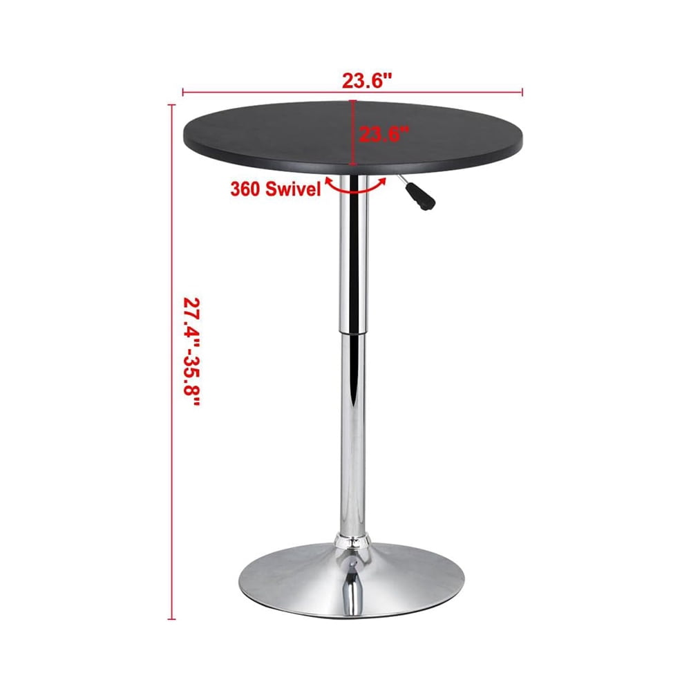 Adjustable Round Pub Table, Counter Bar Height Top Table, 360° Swivel Bar Tables, Tall Cocktail Tables ,Bistro Table for Home, Indoor, Dining, Black