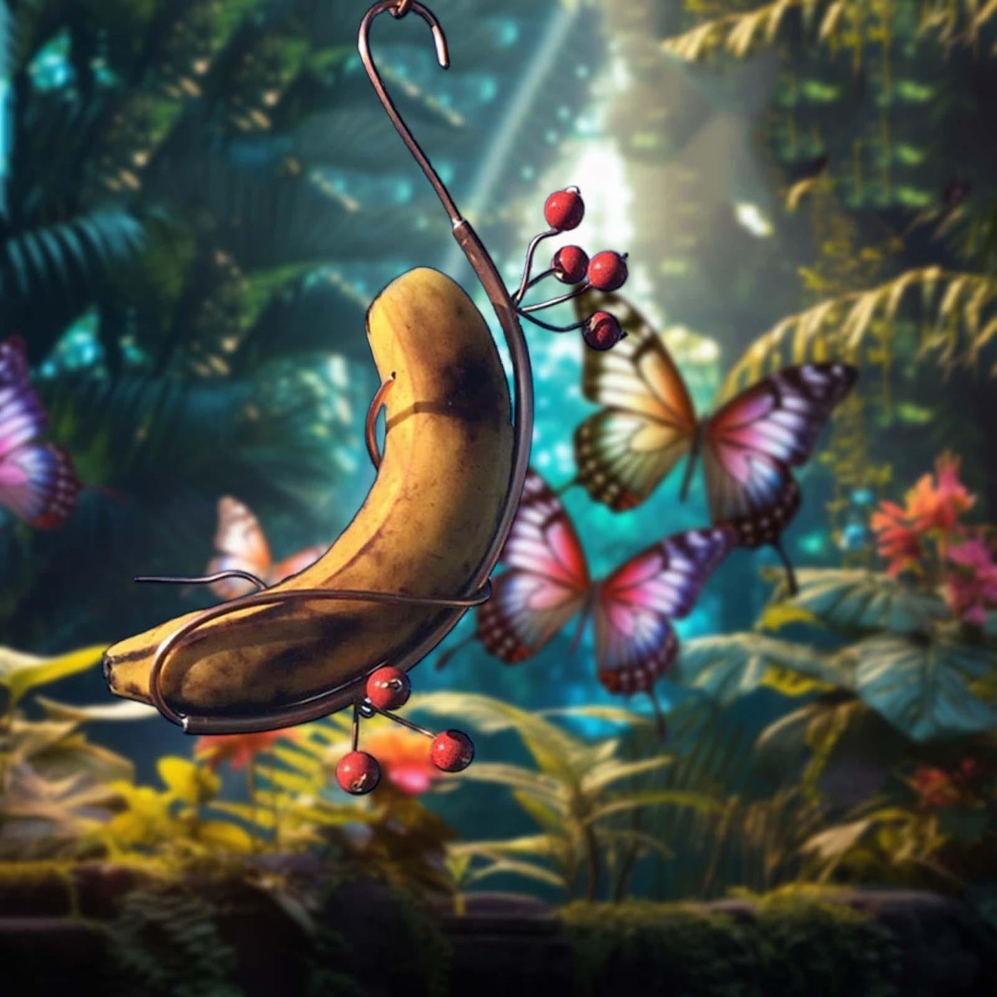 Zxpjkyu Banana Hammock And Butterfly Feeder,Butterfly Feeder,Banana Hanger,Sturdy Banana